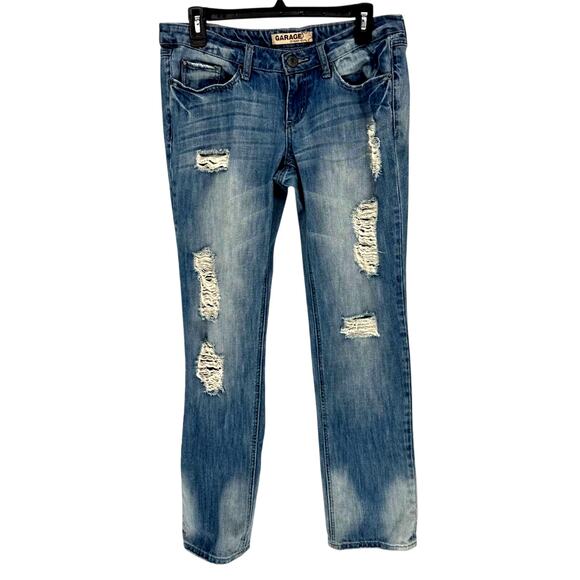GARAGE Skinny Jeans Womens Size 7 Blue Distressed Ripped Light Wash Denim - Picture 2 of 8